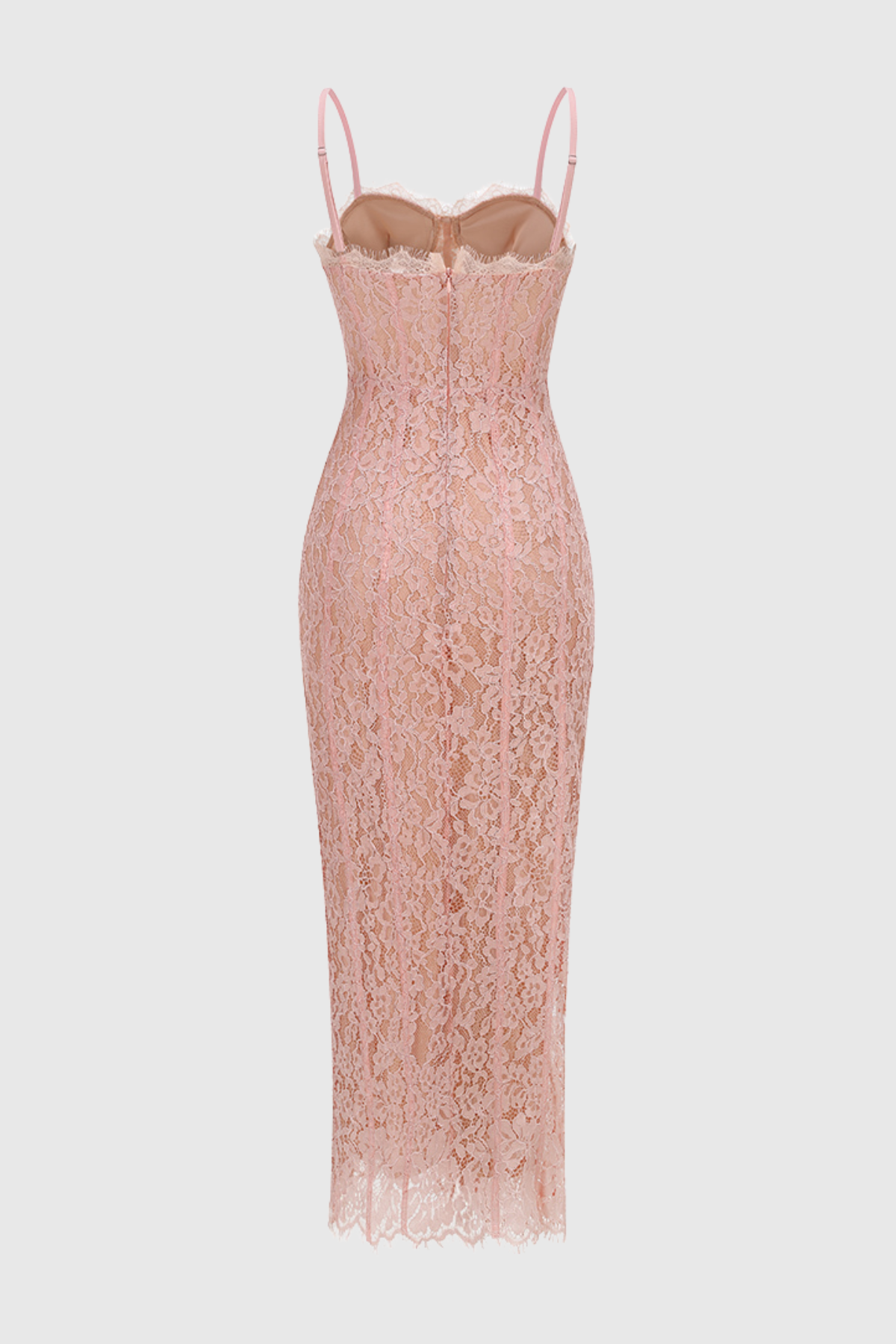 Jalana Lace Corset Midi Dress - Pink