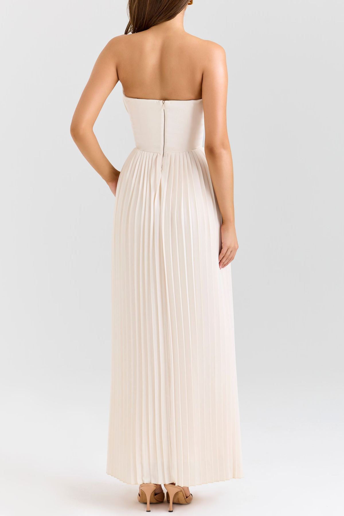 Jaslynn Strapless Pleated Maxi Dress - White