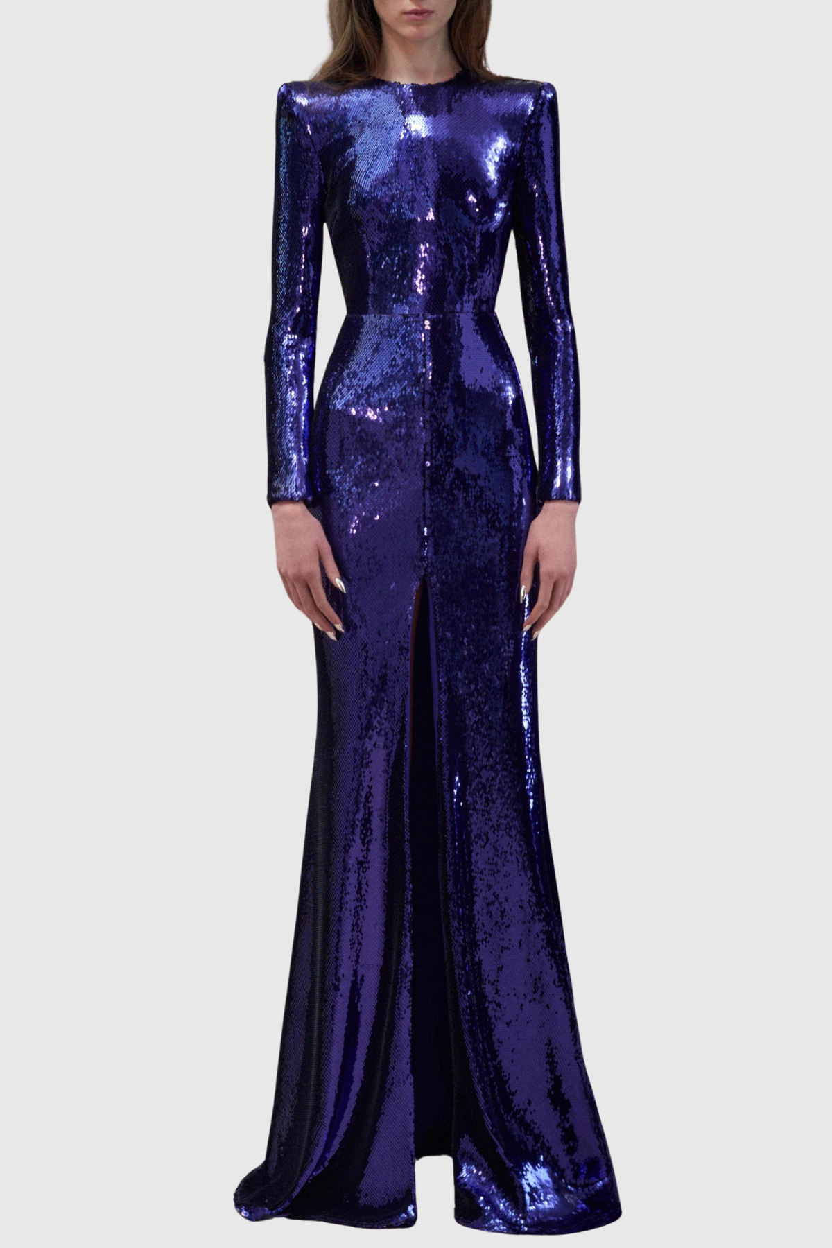 Jehua Sequin Mermaid Split Maxi Dress - Blue