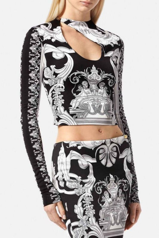 Jerico Barocco Print Cutout Top
