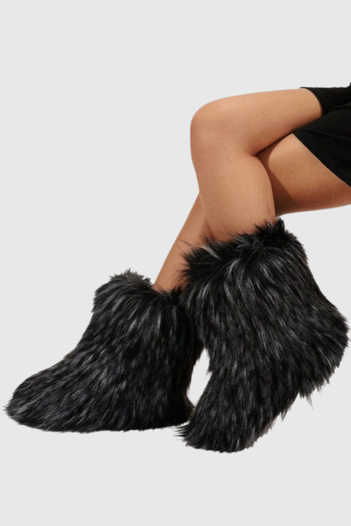 Jiyata Faux Fur Ankle Boots - Black