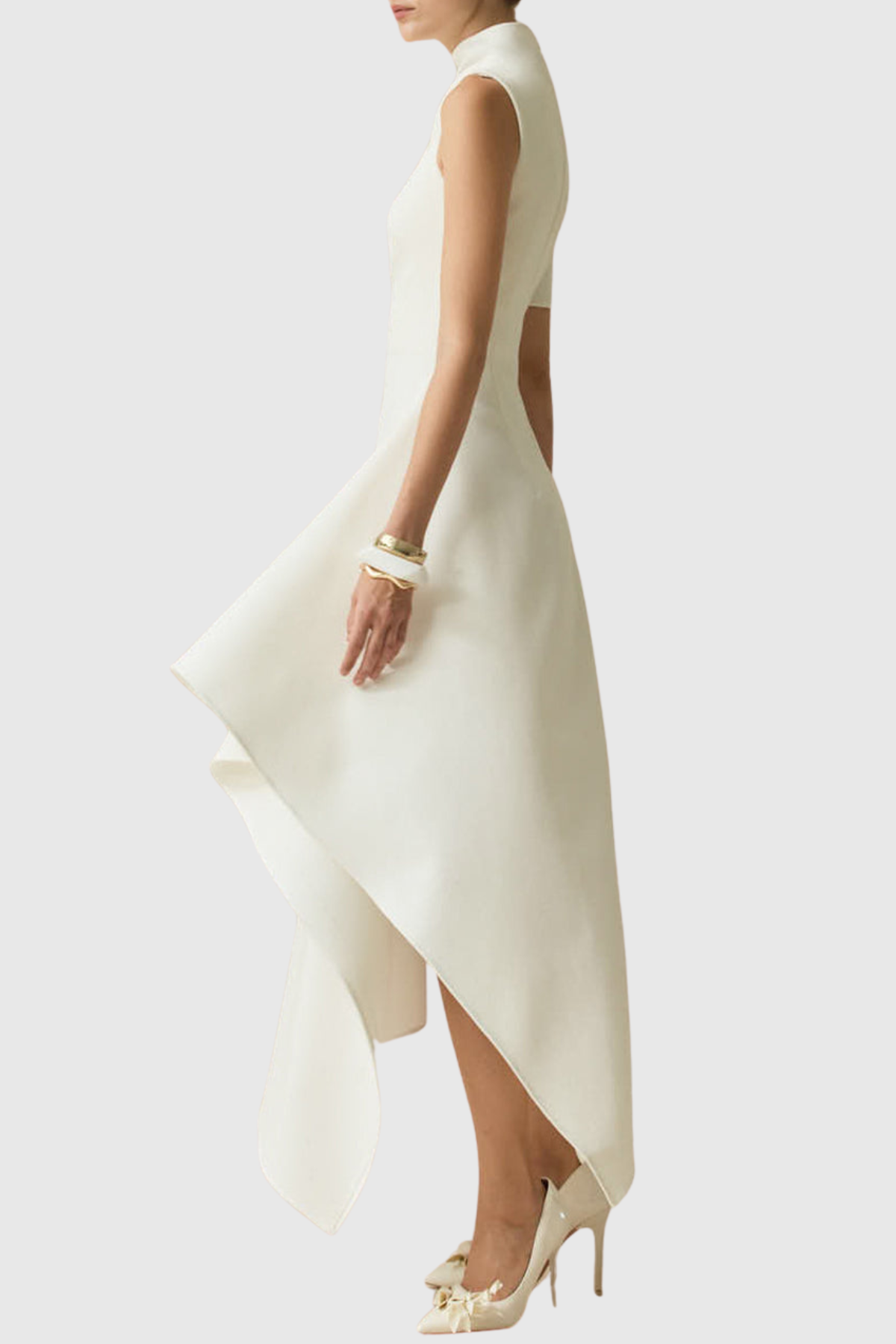 Jorah Asymmetric Ruffle Midi Dress