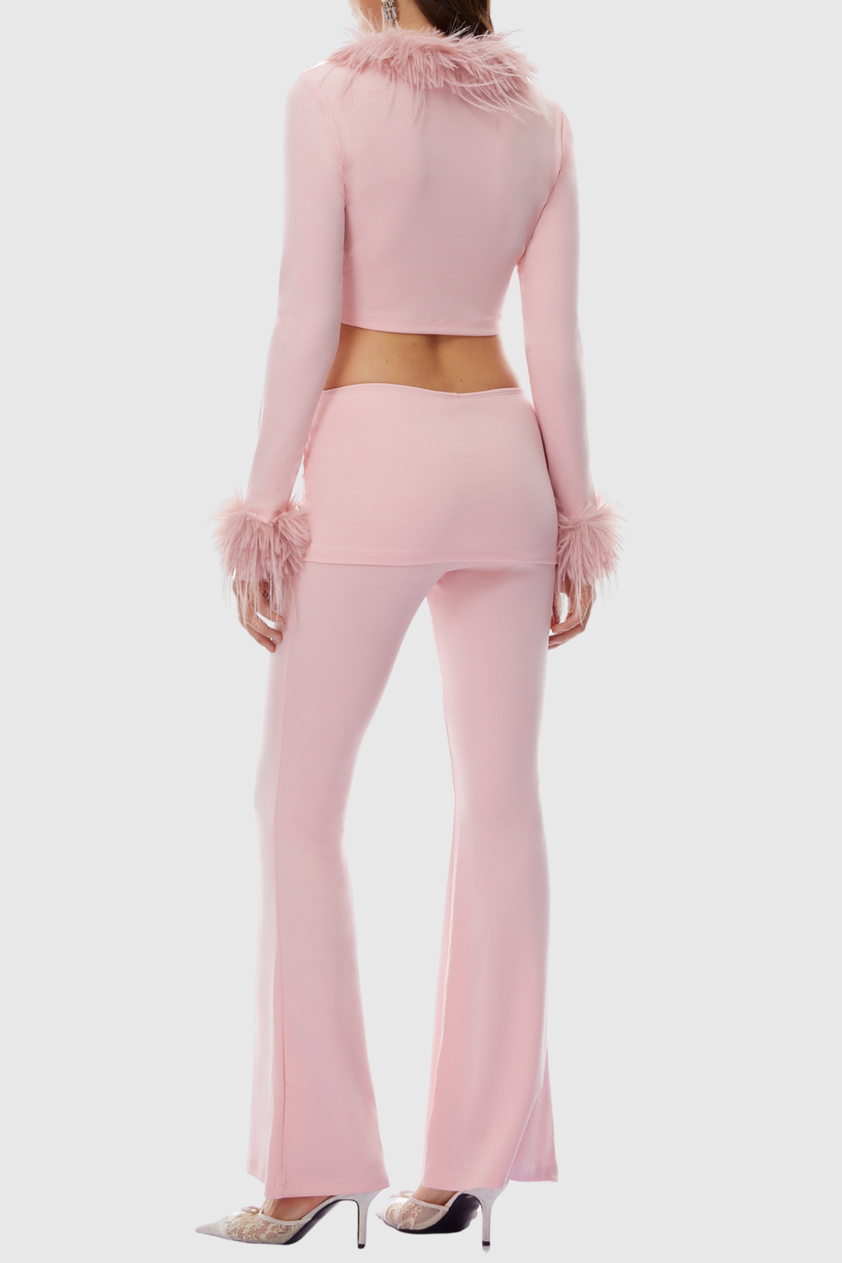 Jordca Faux Fur Trim Top & Pants Set