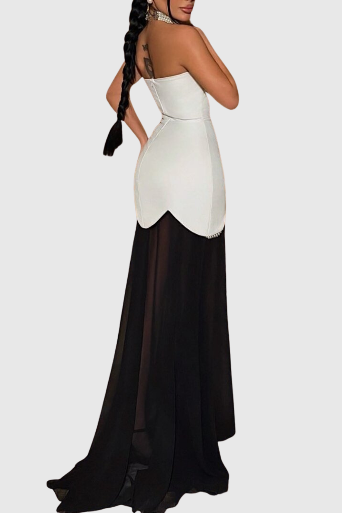 Josias Pearl Embellished Strapless Maxi Bandage Dress - White
