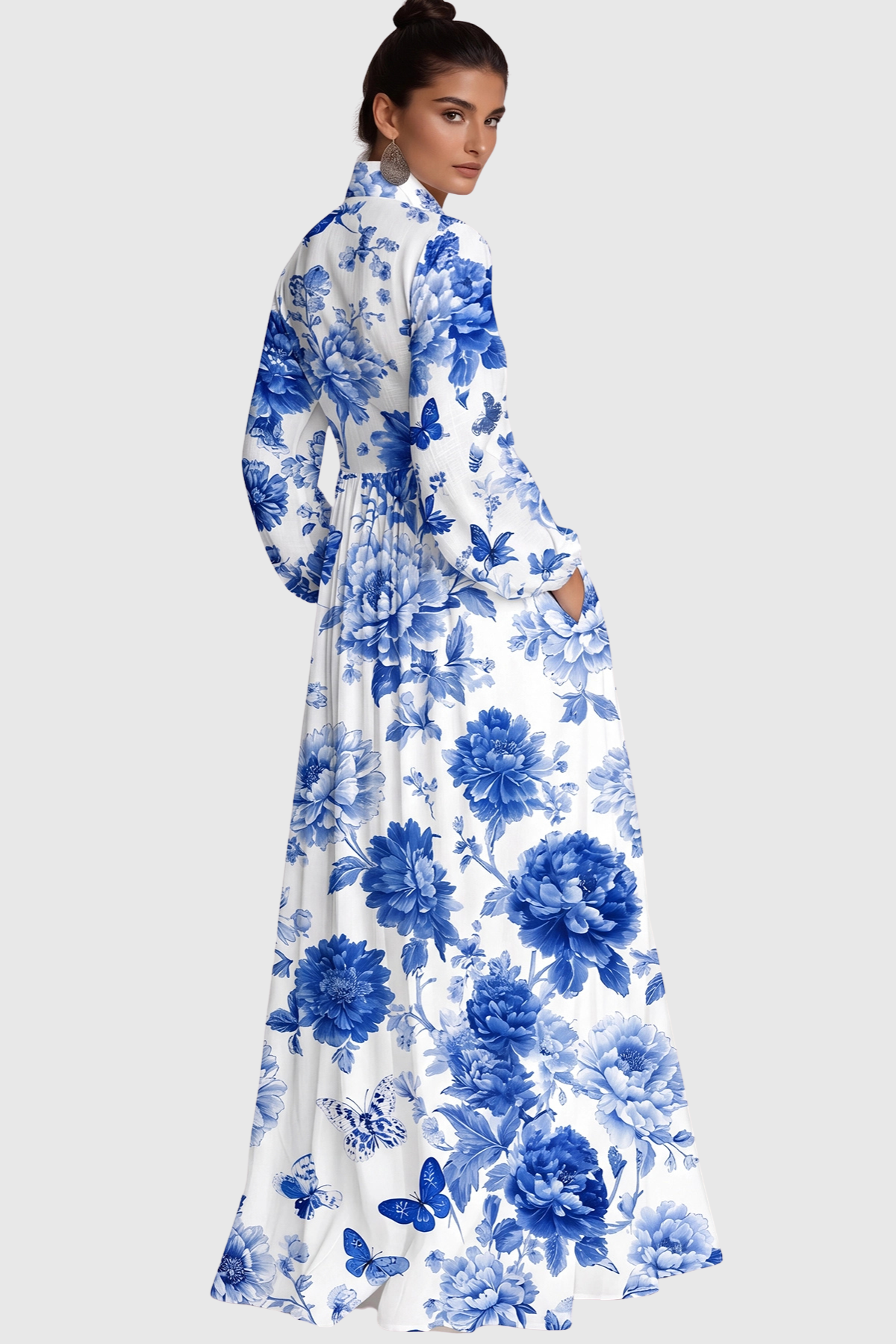 Judie Floral Print Maxi Dress - Blue