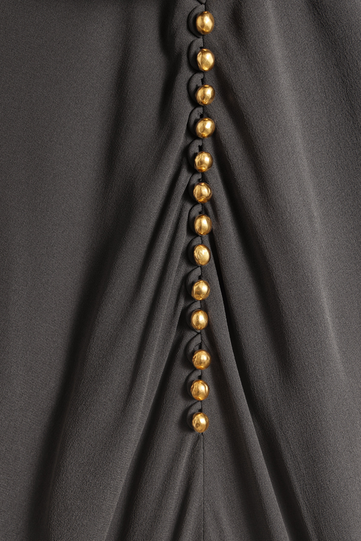 Judso Draped Buttoned Maxi Dress - Black