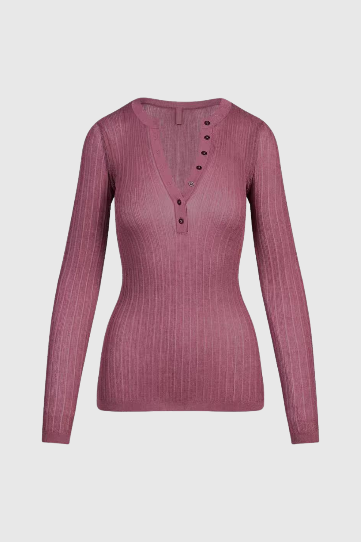Jules Sheer Long Sleeve Knit Top - Pink