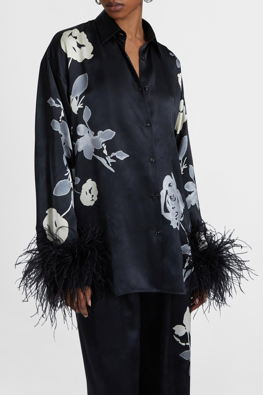 Kaces Floral Feather Silk Blouse