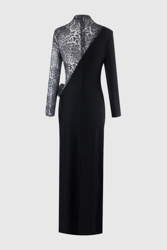 Kaily Floral Leopard Cutout Split Maxi Dress
