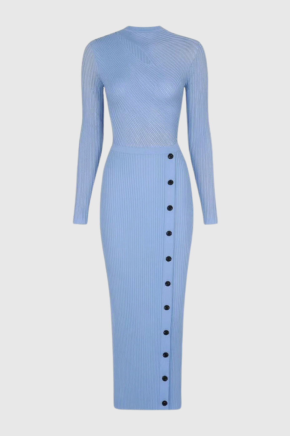 Kaisoy Cutout Ribbed Knit Midi Dress - Blue
