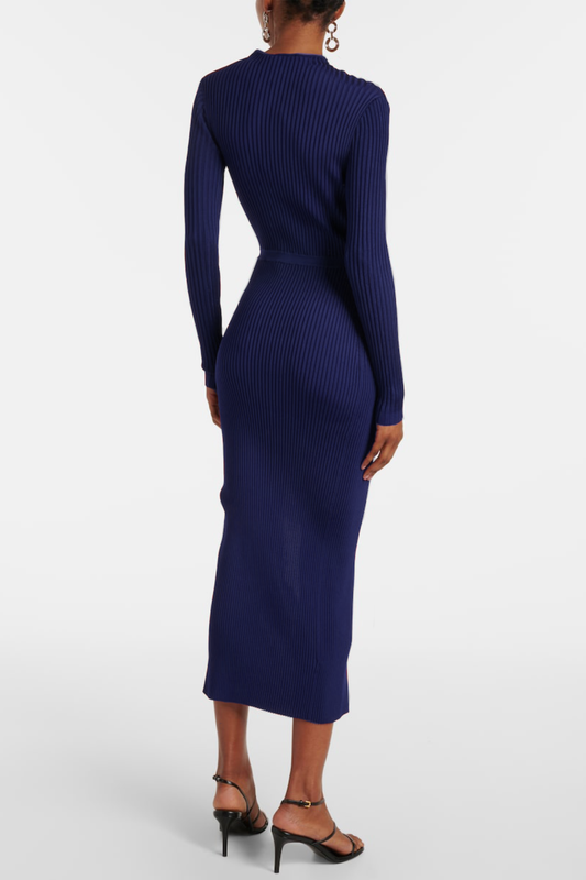 Kaisoy Cutout Ribbed Knit Midi Dress - Navy