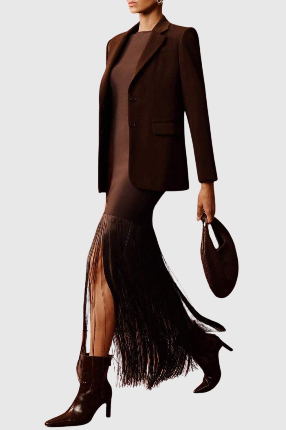 Kapila Sleeveless Fringe Midi Bandage Dress