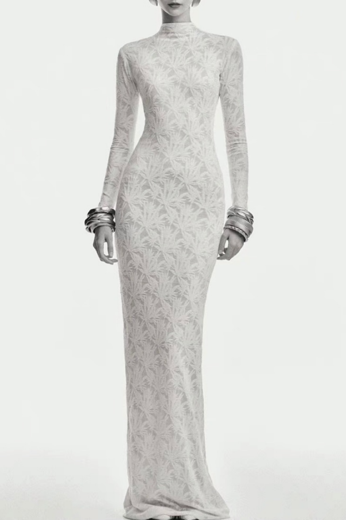 Karta Leaf Jacquard Knit Maxi Dress