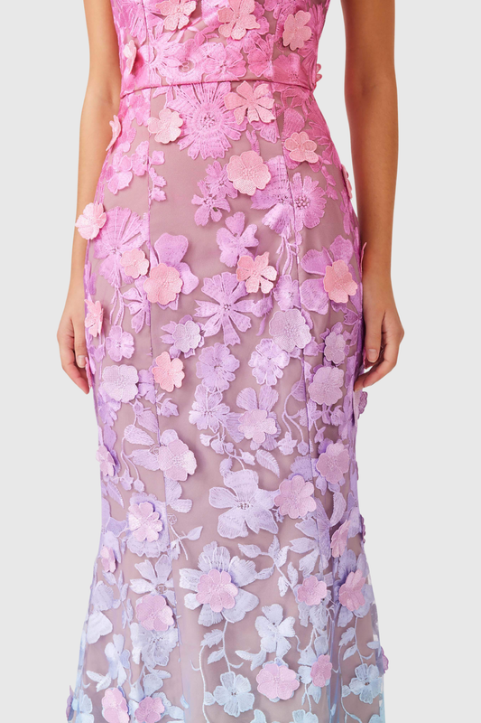 Katelyn Floral Embroidered Strapless Maxi Dress
