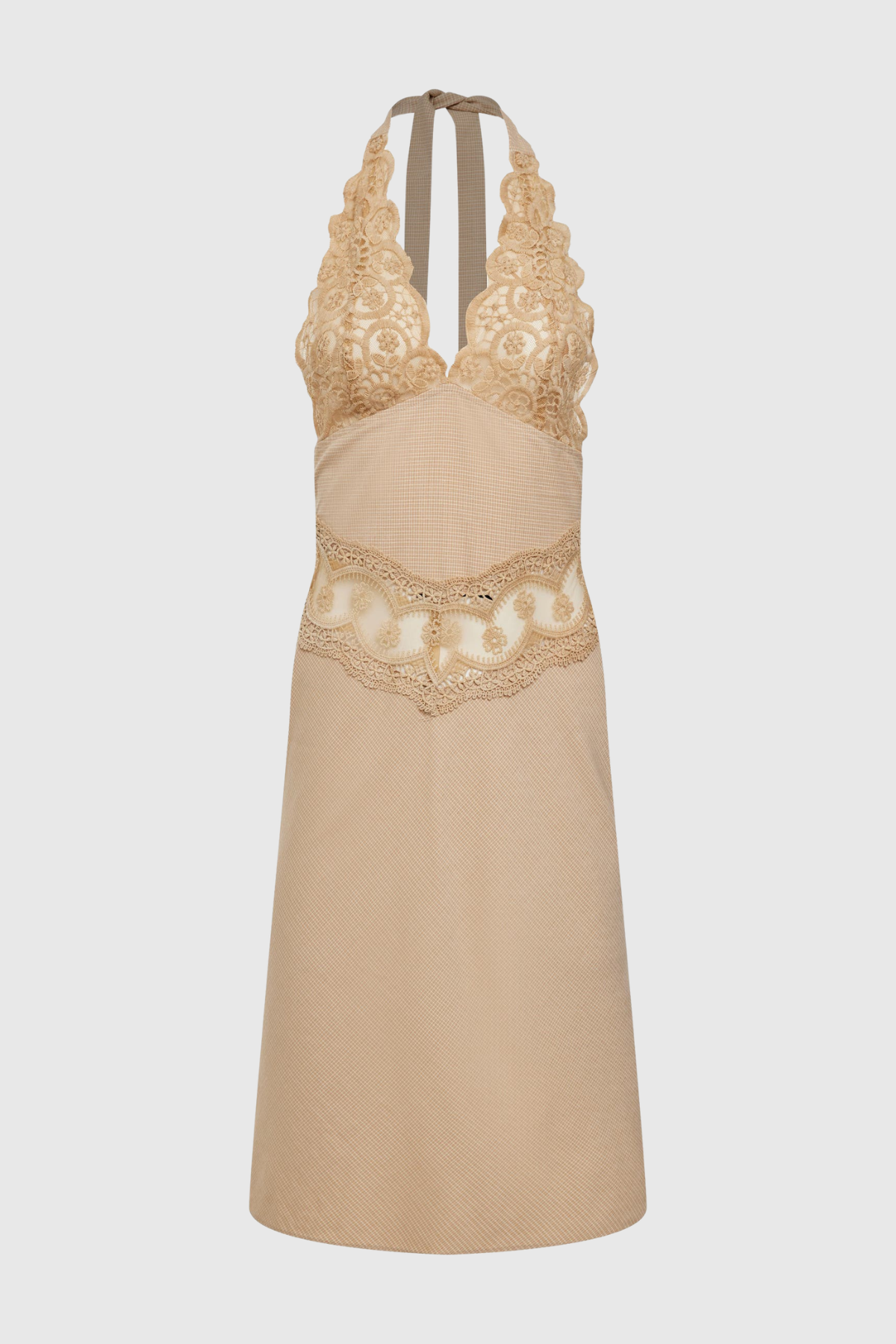 Katyta Halter Lace Midi Dress - Beige