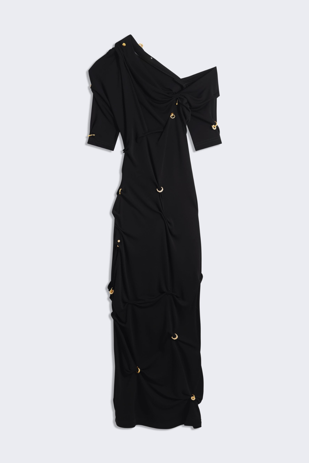 Kenjra Ruched Piercings Midi Dress - Black