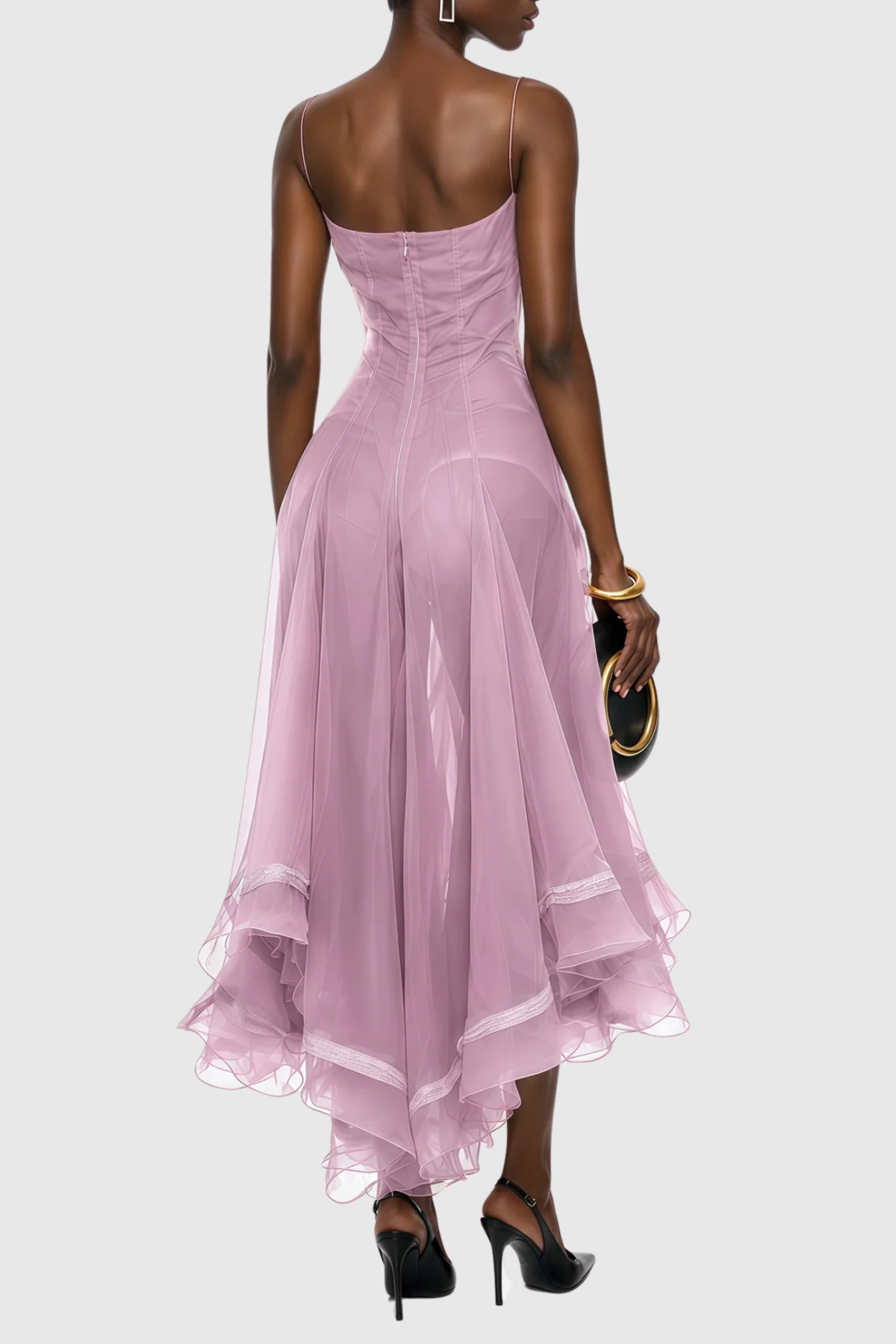 Keoni Embroidered Flared Midi Dress - Purple