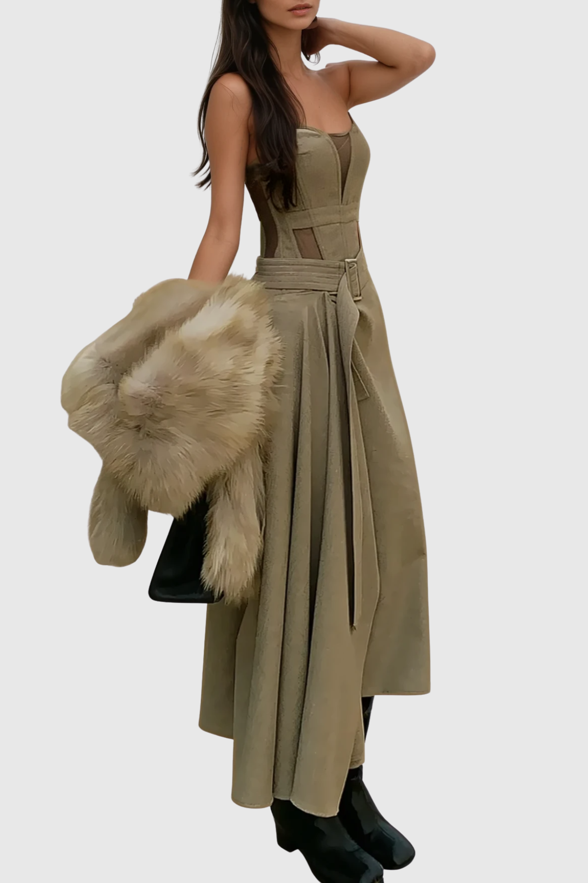 Kinaya Strapless Belted Maxi Dress