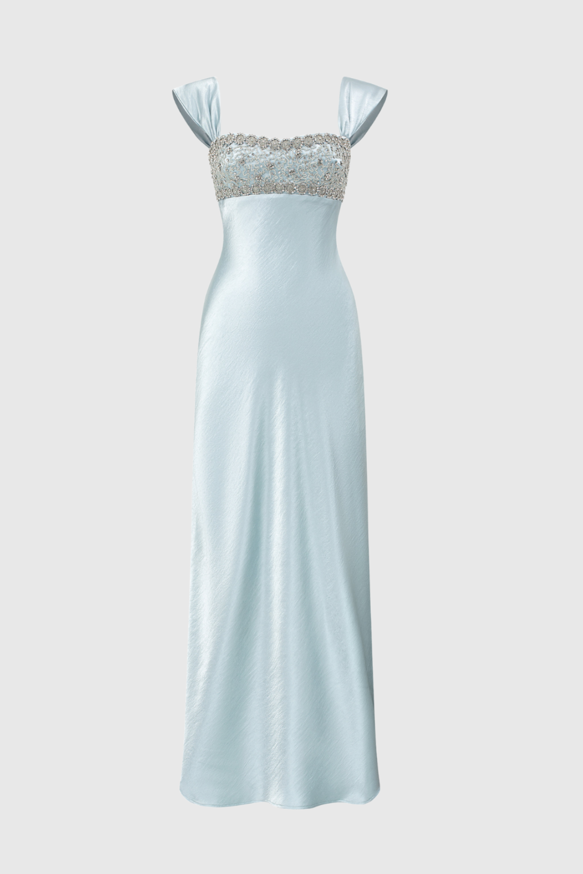 Kirana Crystal Embellished Satin Maxi Dress - Blue