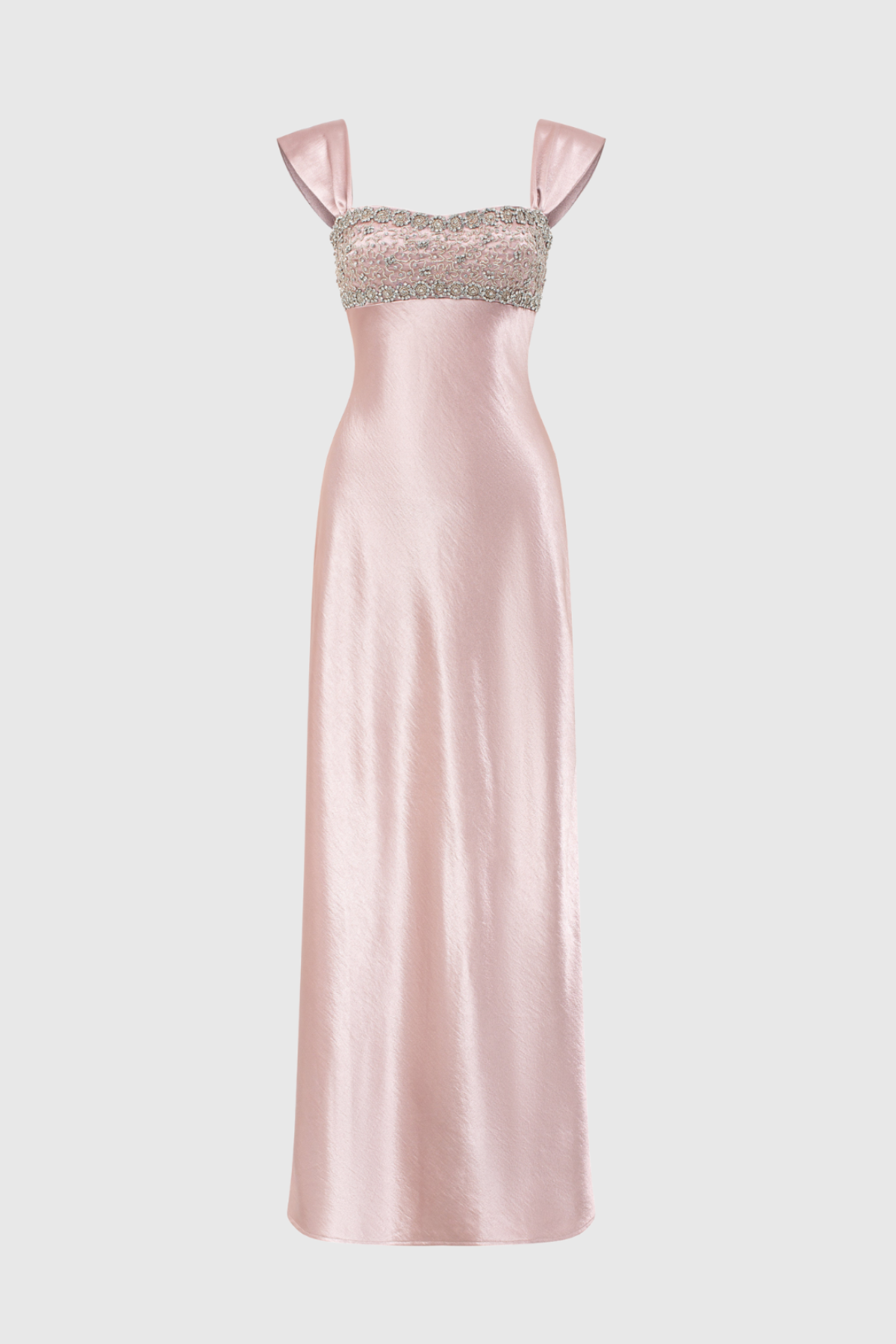 Kirana Crystal Embellished Satin Maxi Dress - Pink