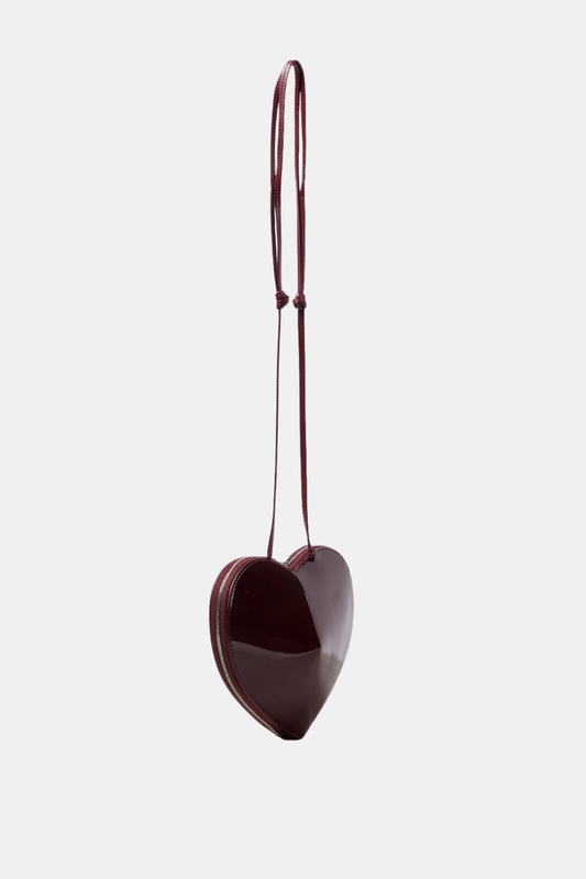 Kyaia Heart Patent Leather Shoulder Bag - Wine