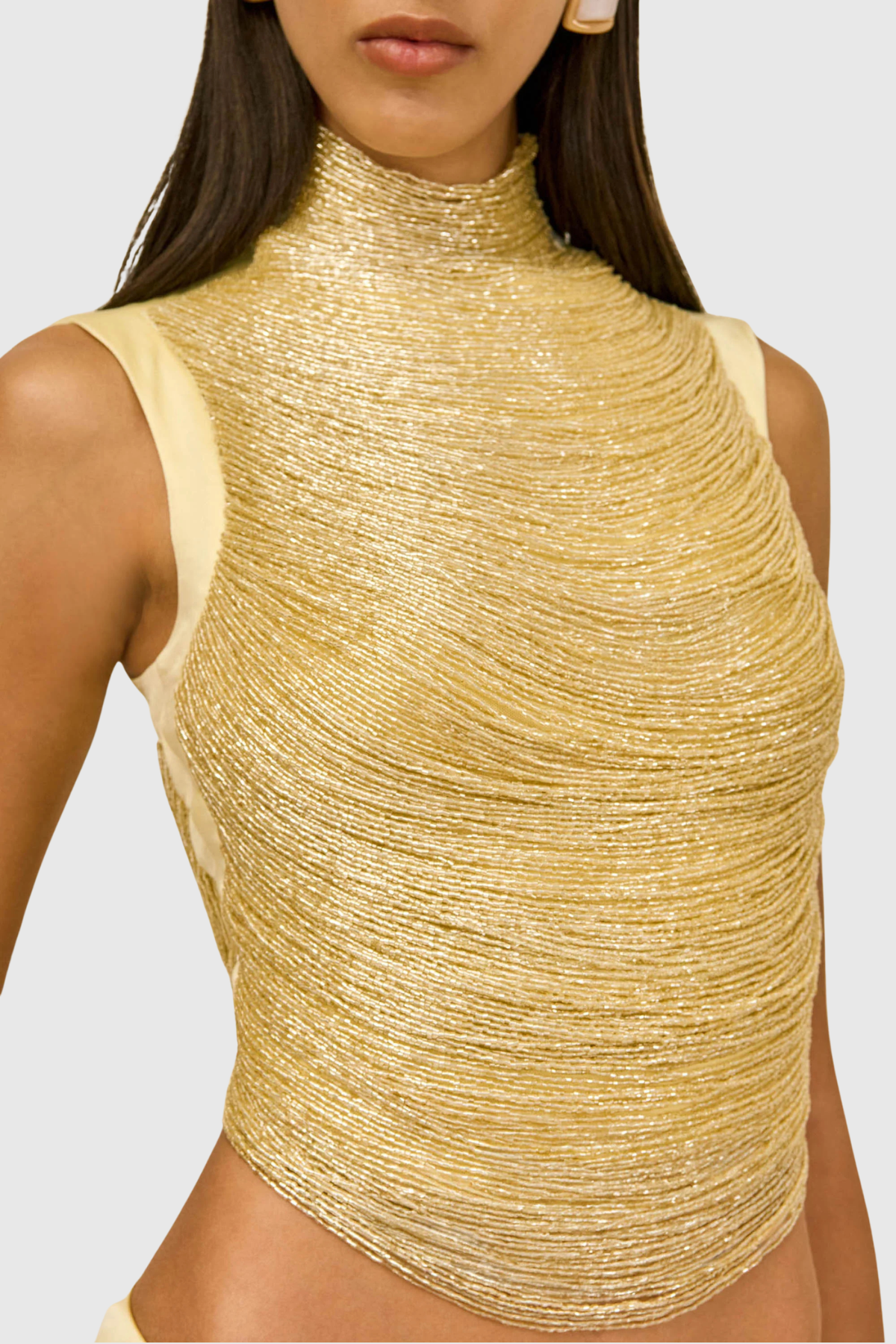 Laikla Fringe Sleeveless Top & Satin Skirt Set - Yellow