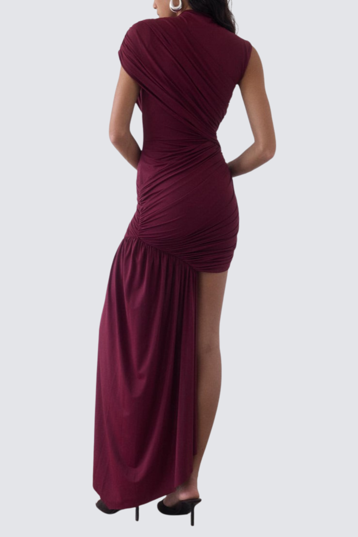 Laisha Sleeveless Draped Mini Dress - Wine