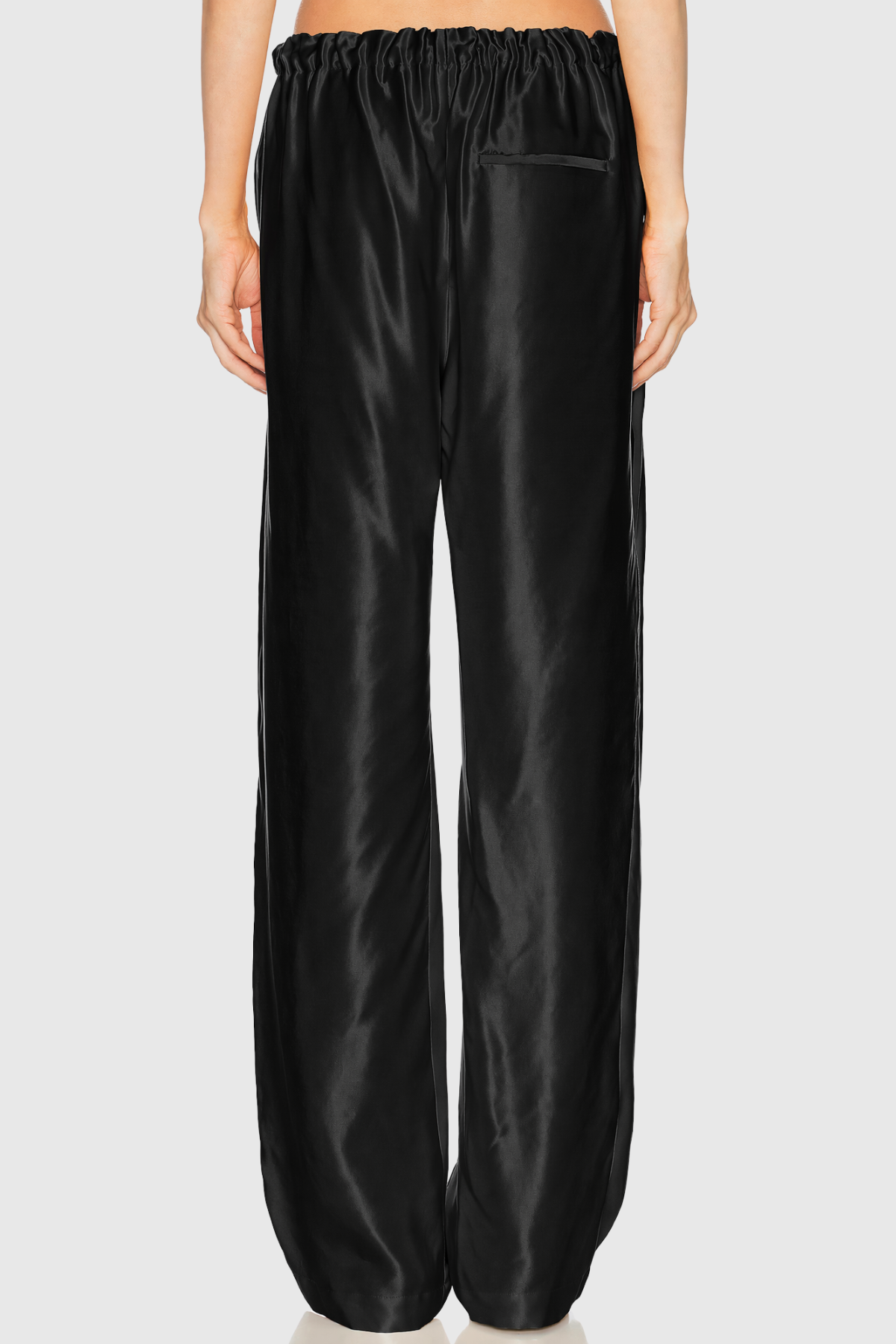 Landra Satin Ruched Pants - Black