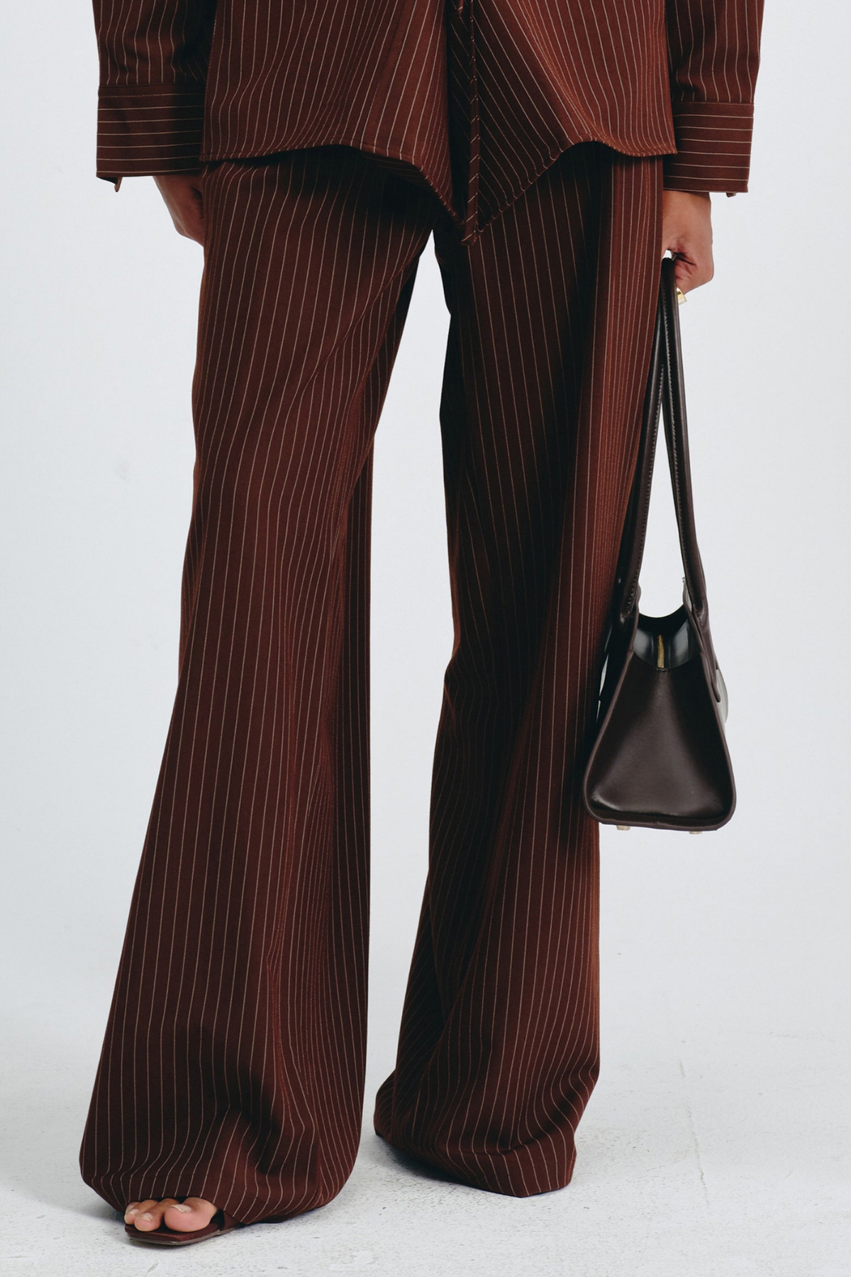 Latifa Stripe Belted Blazer - Brown