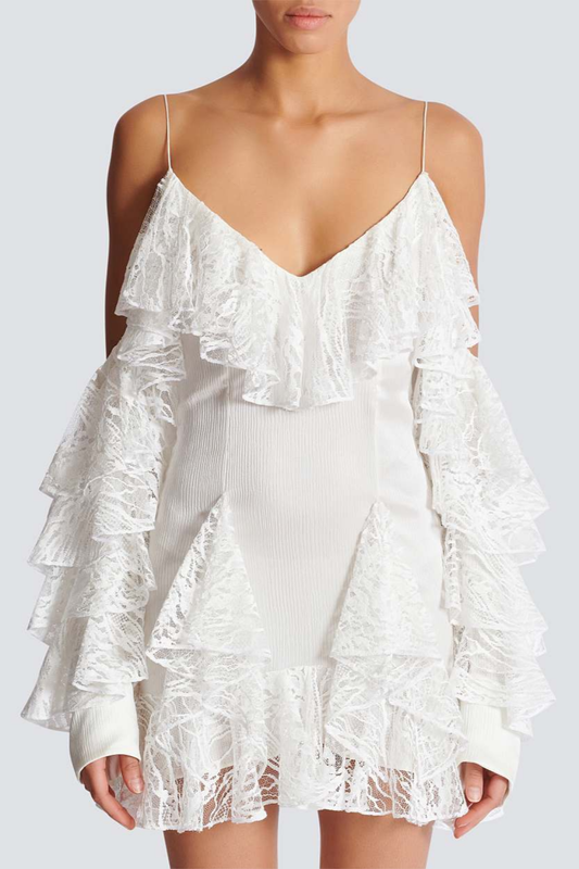 Limbo Lace Ruffle Mini Dress