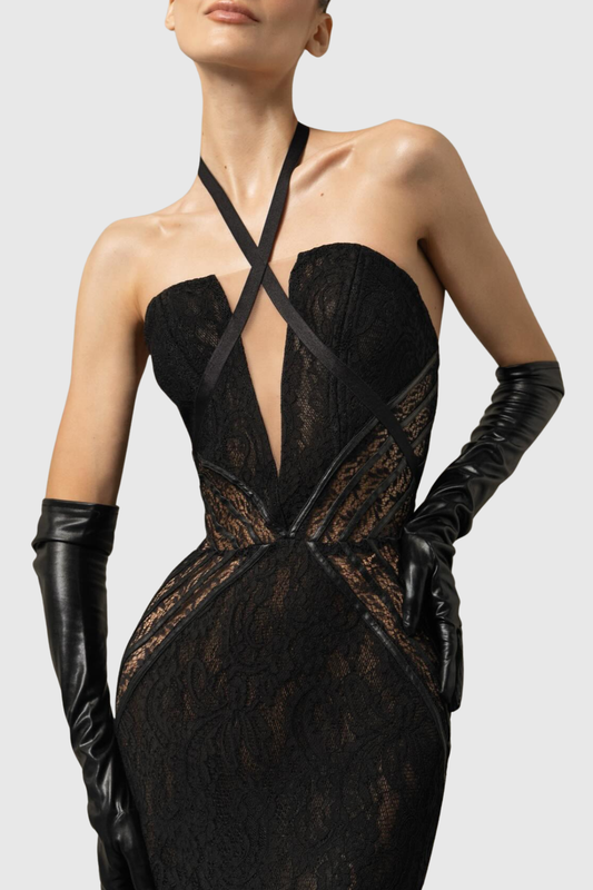 Lizaz Lace Corset Mermaid Maxi Dress