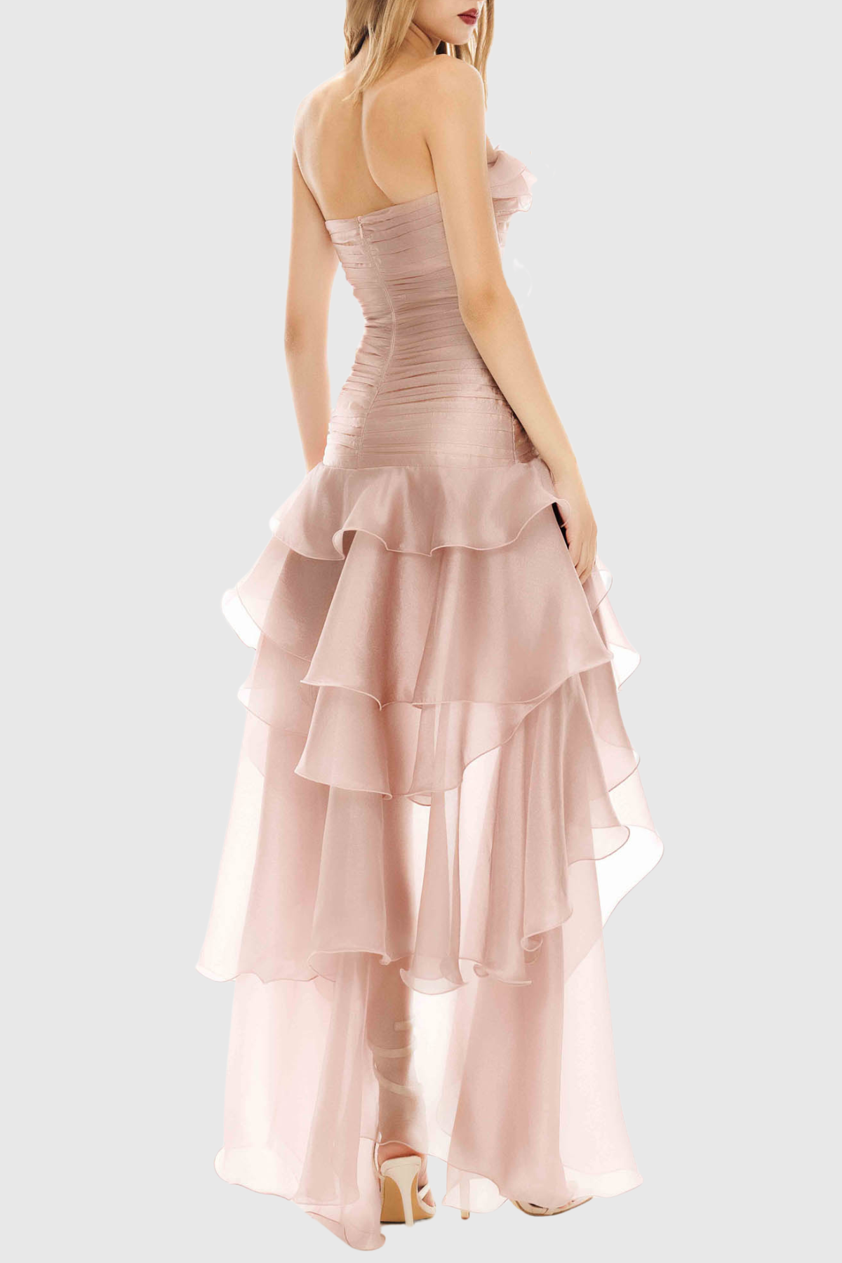 Lngelo Floral Strapless Ruffle Midi Dress - Pink