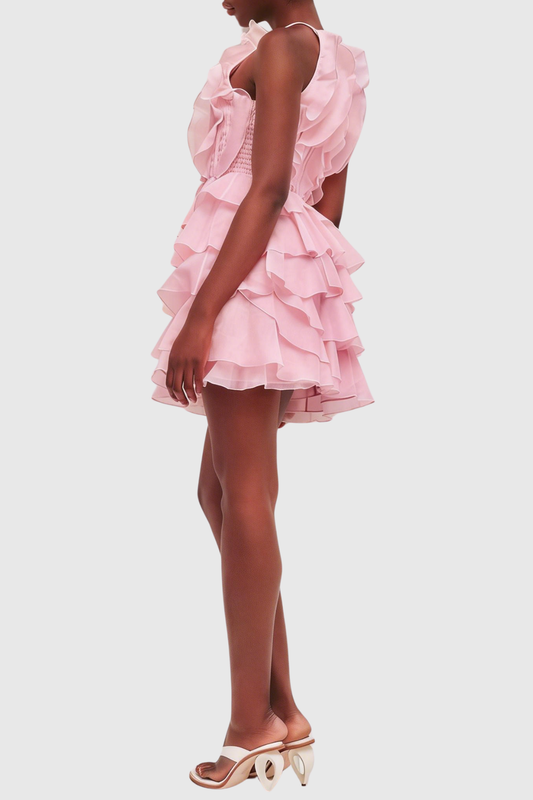 Lorca Ruffle Layered Mini Dress - Pink