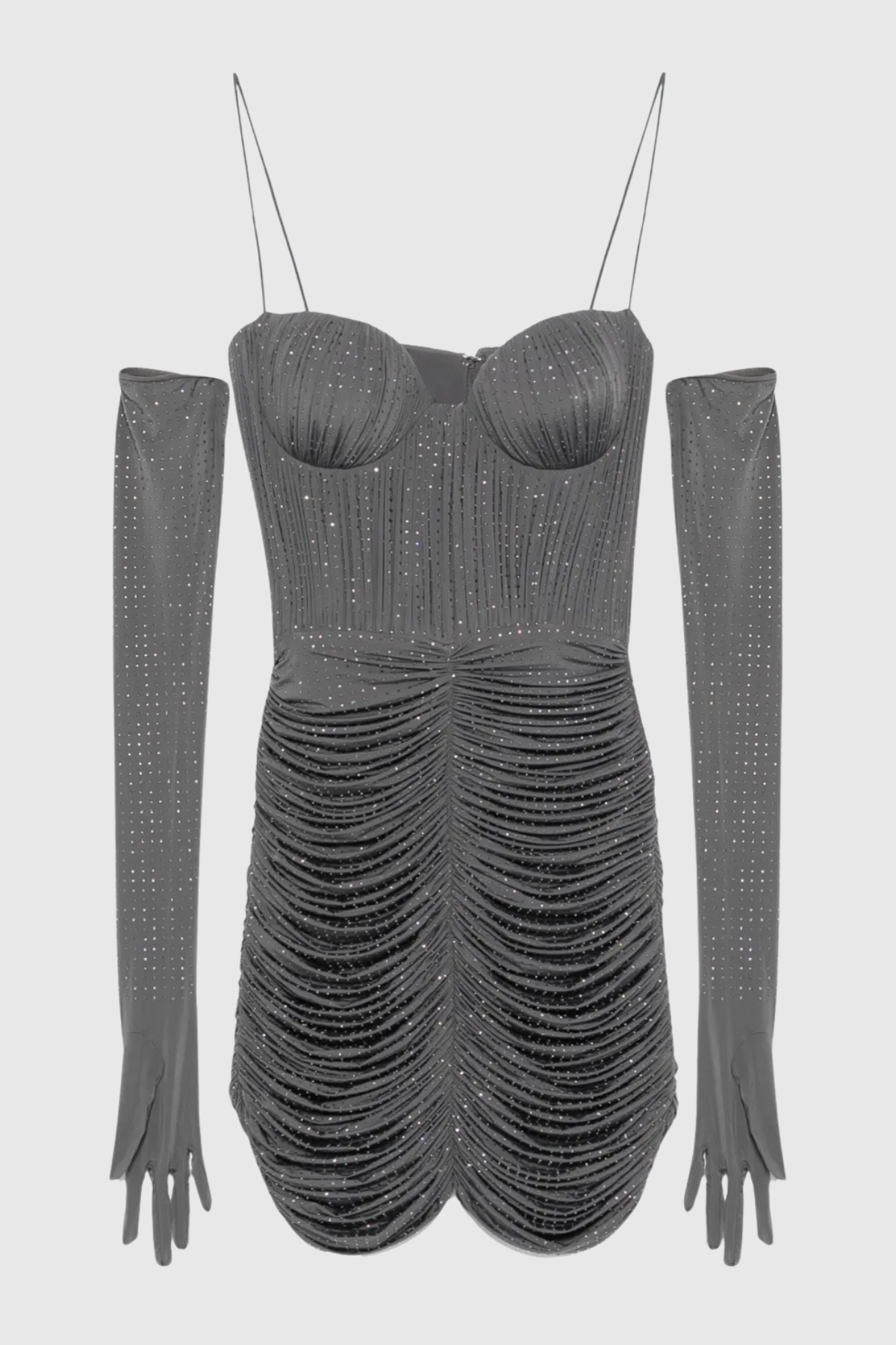Lsanda Crystal Embellished Ruched Mini Dress