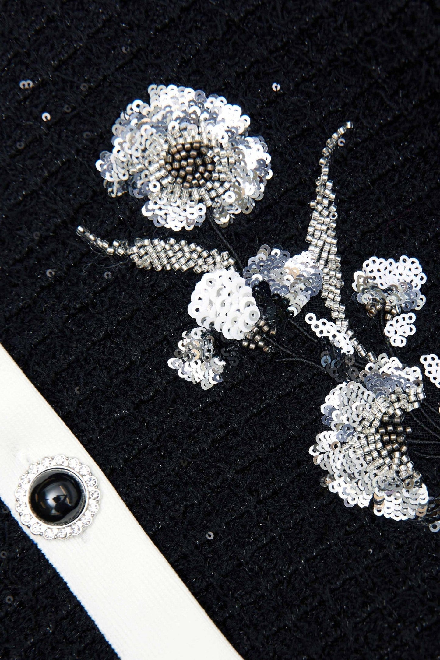 Luaia Floral Sequin Embellished Knit Top - Black