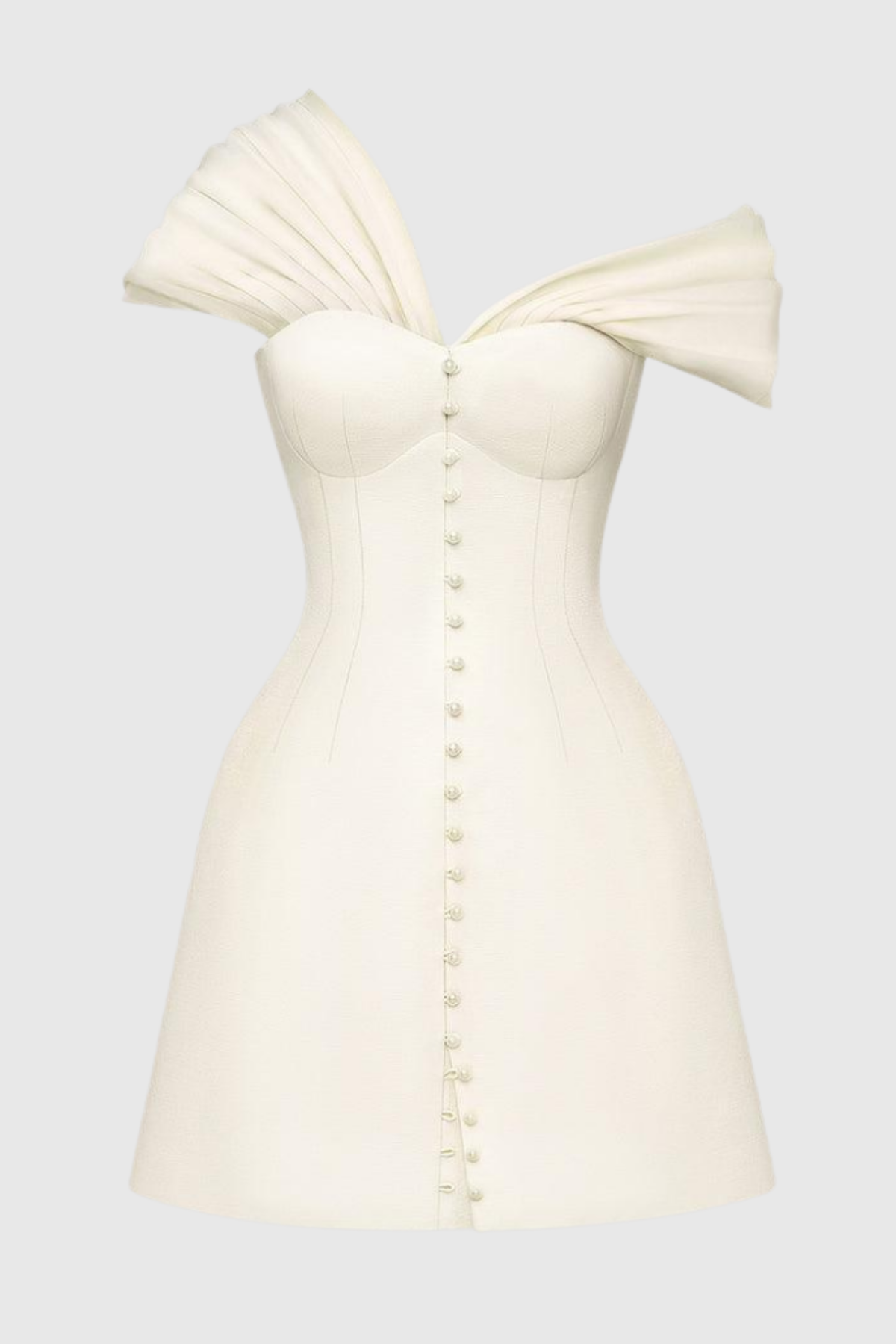 Luzasa Off Shoulder Buttoned Mini Dress - White