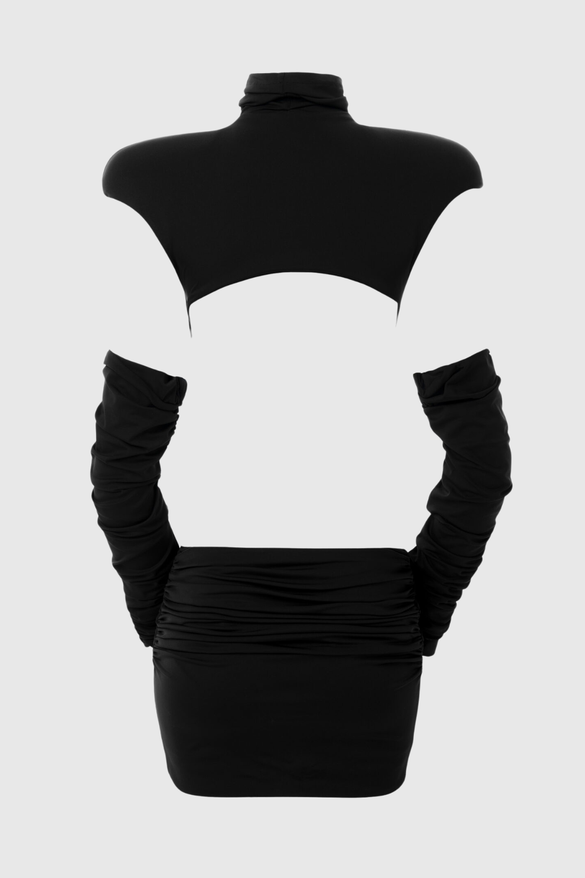 Macko High Neck Backless Ruched Mini Dress