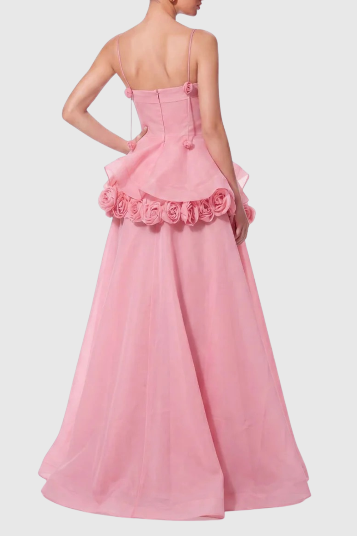 Mairero Floral Appliqué Maxi Dress - Pink
