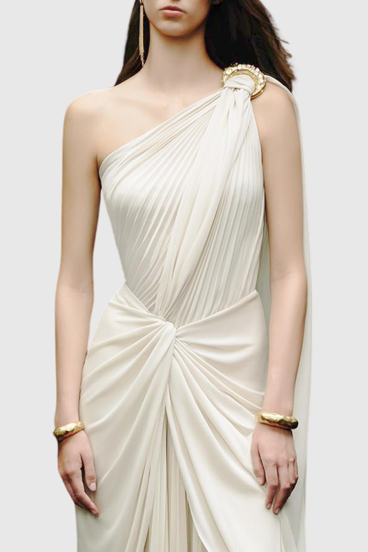 Maiteya One Shoulder Draped Maxi Dress