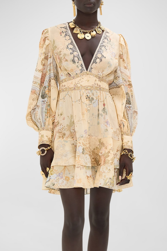 Makiko Printed Frill Mini Dress