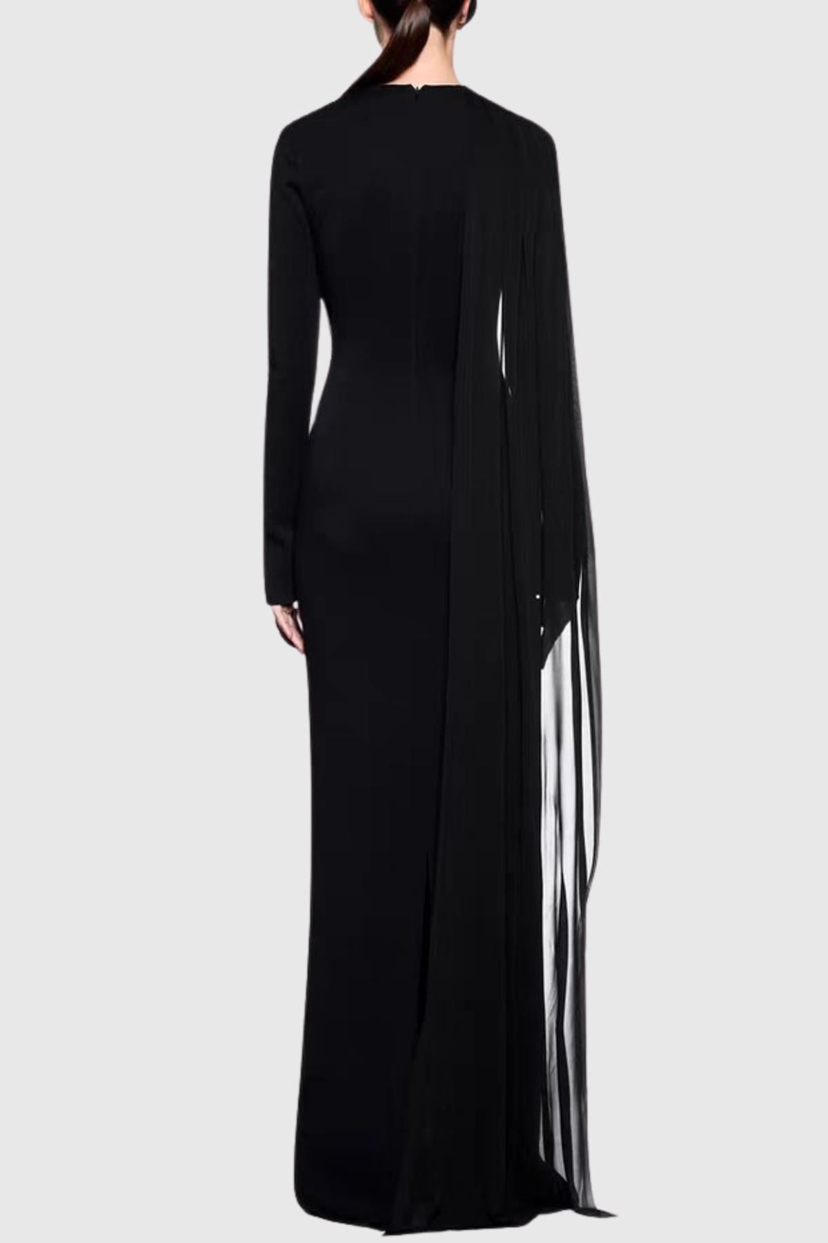 Mandisa Asymmetric Shawl Draped Maxi Dress - Black