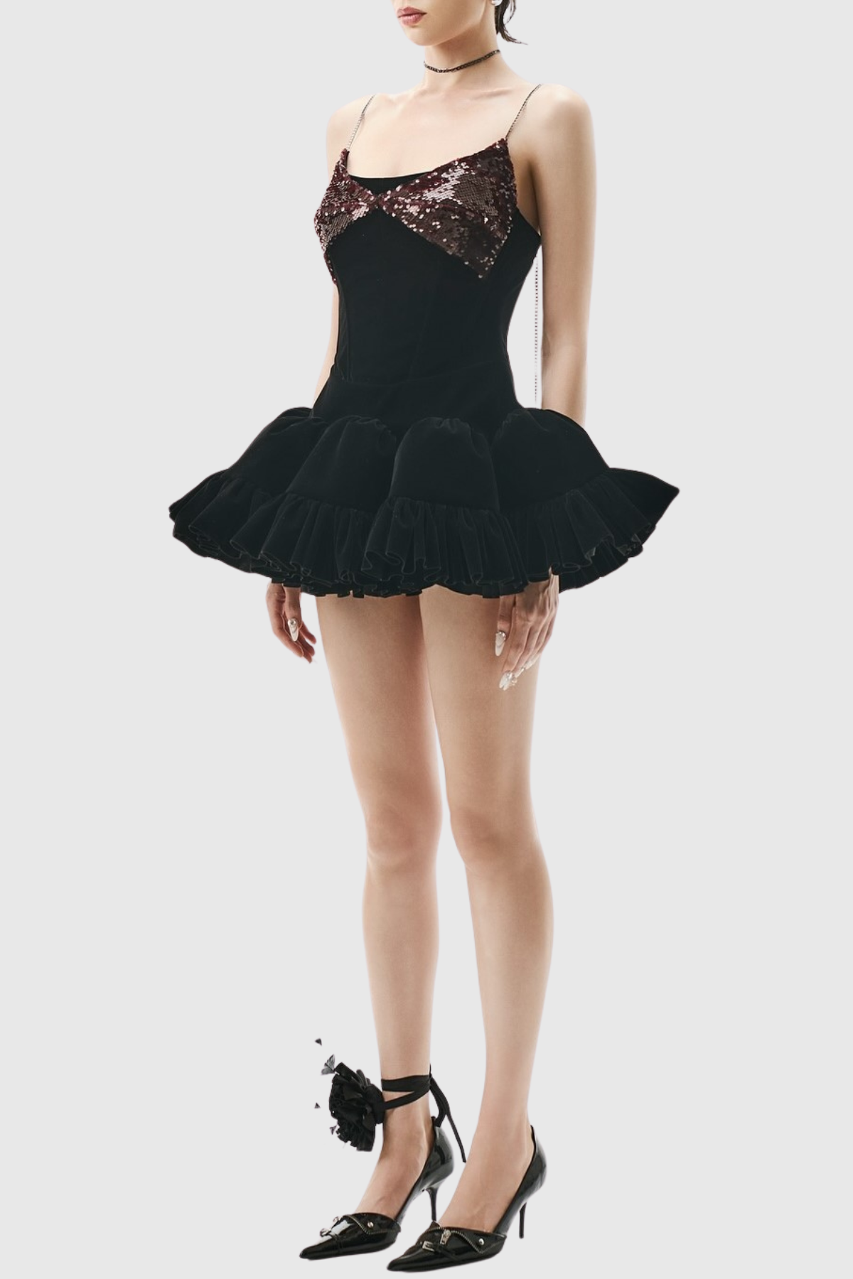 Manoa Sequin Velvet Mini Dress - Black