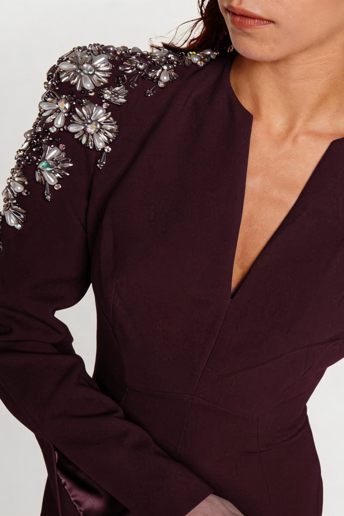 Matrsa Crystal Embellished Maxi Dress - Wine