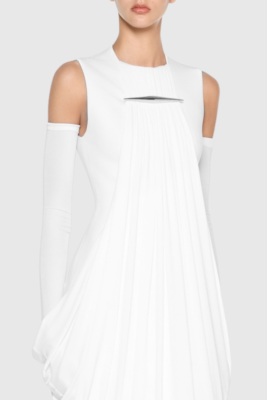 Mbban Sleeveless Metal Ruched Maxi Dress - White