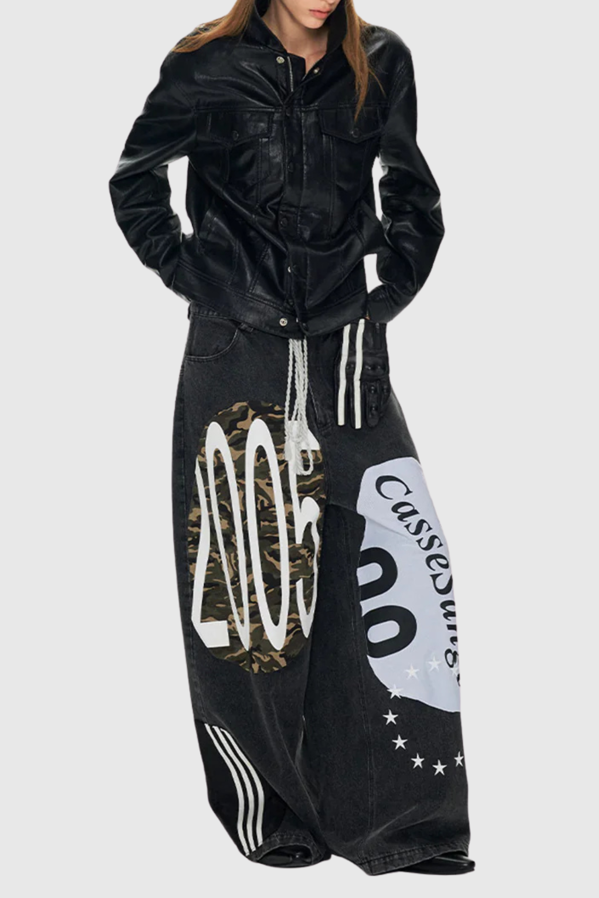Meilani Deconstructed Patchwork Jeans - Black