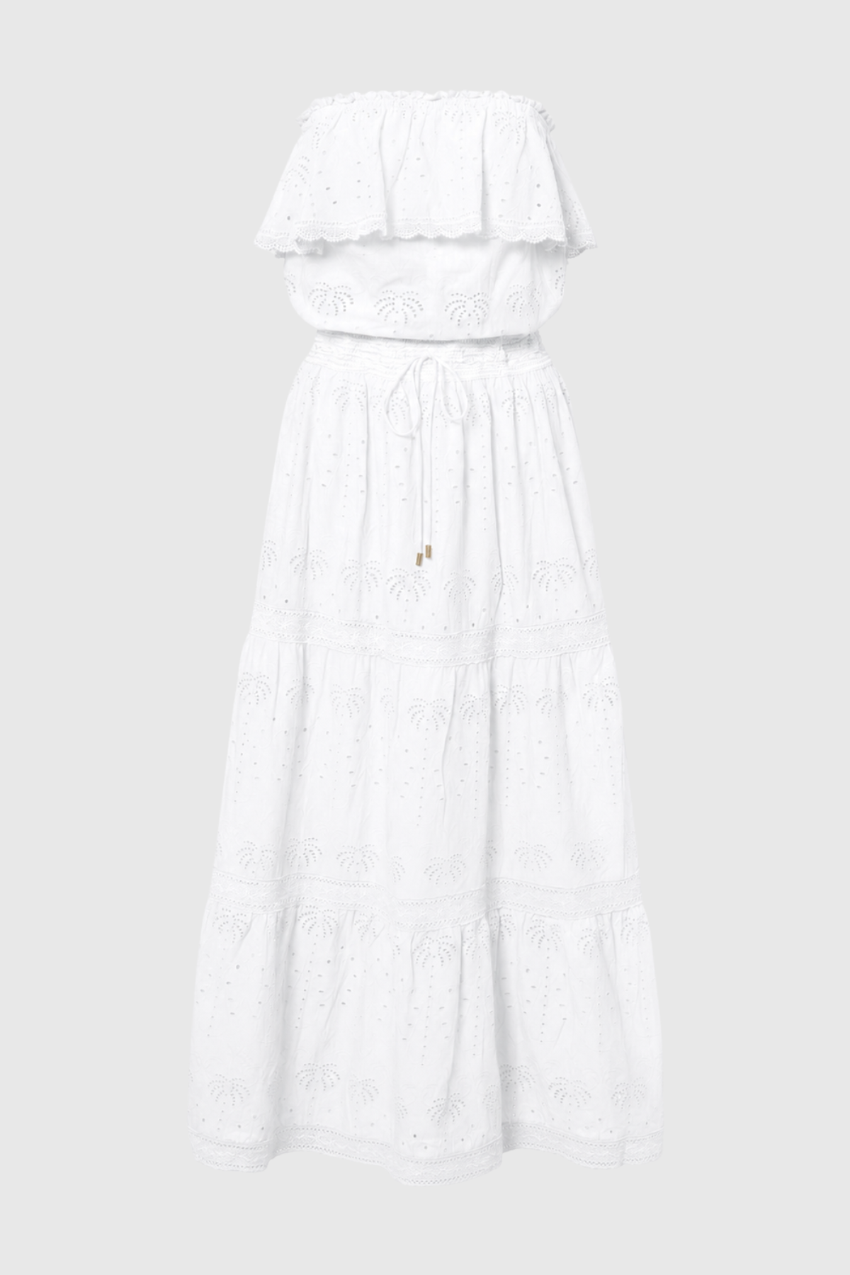 Melinda Off Shoulder Broderie Maxi Dress - White