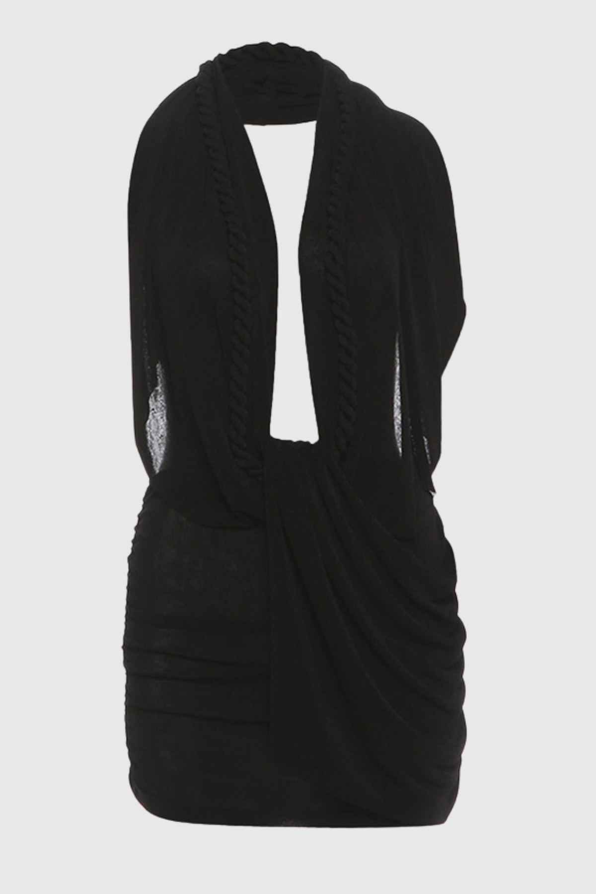 Micaia Halter Rope Ruched Mini Dress - Black