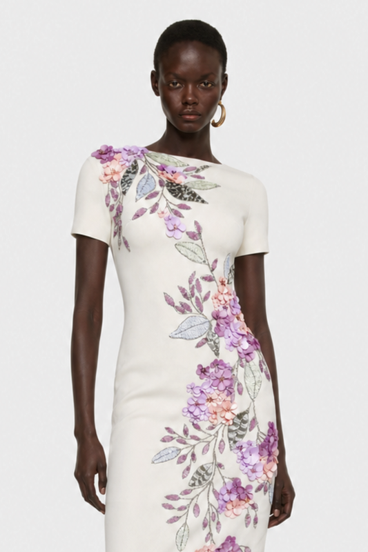 Mikaela Floral Sequin Midi Dress