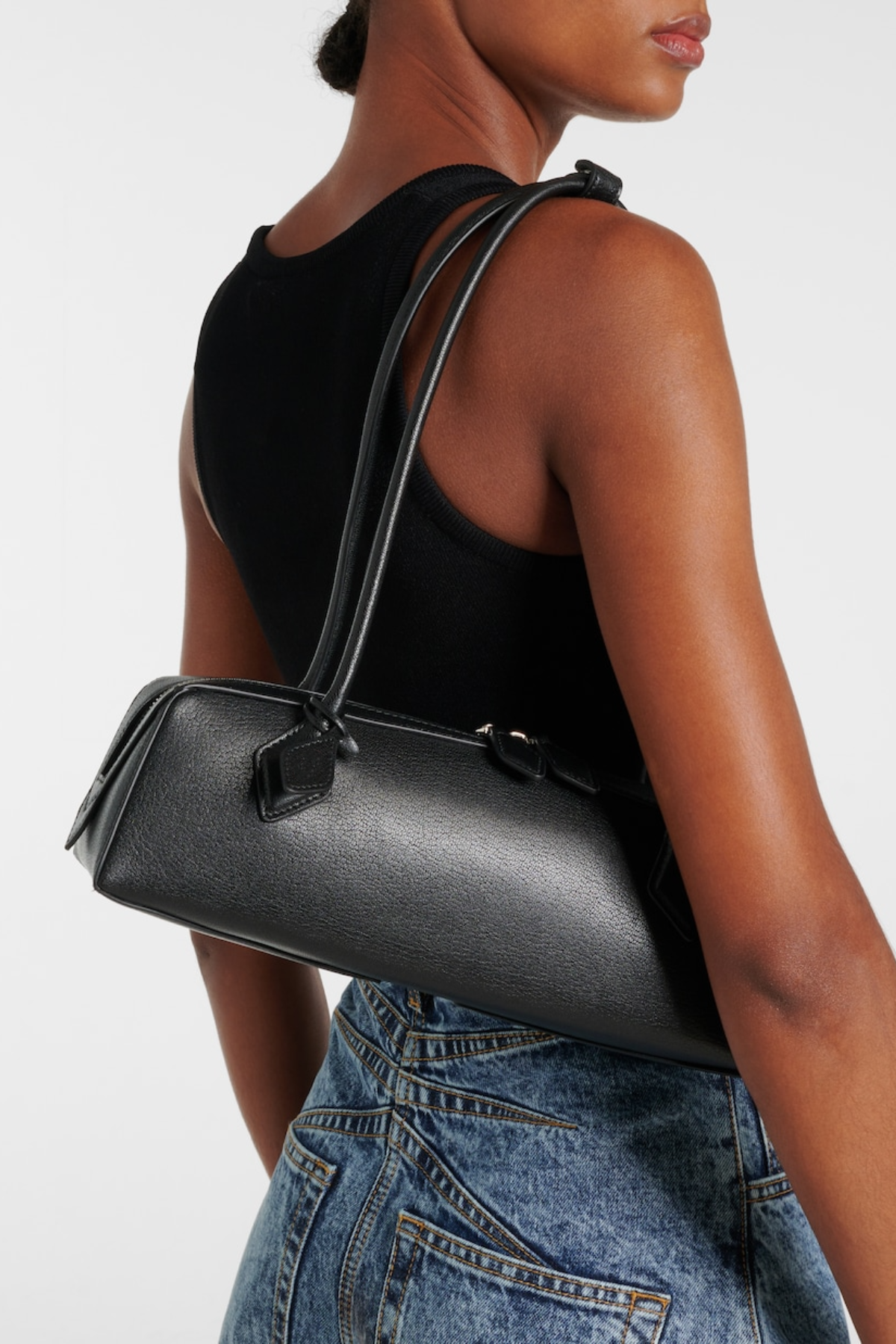 Mikki Leather Shoulder Bag - Black