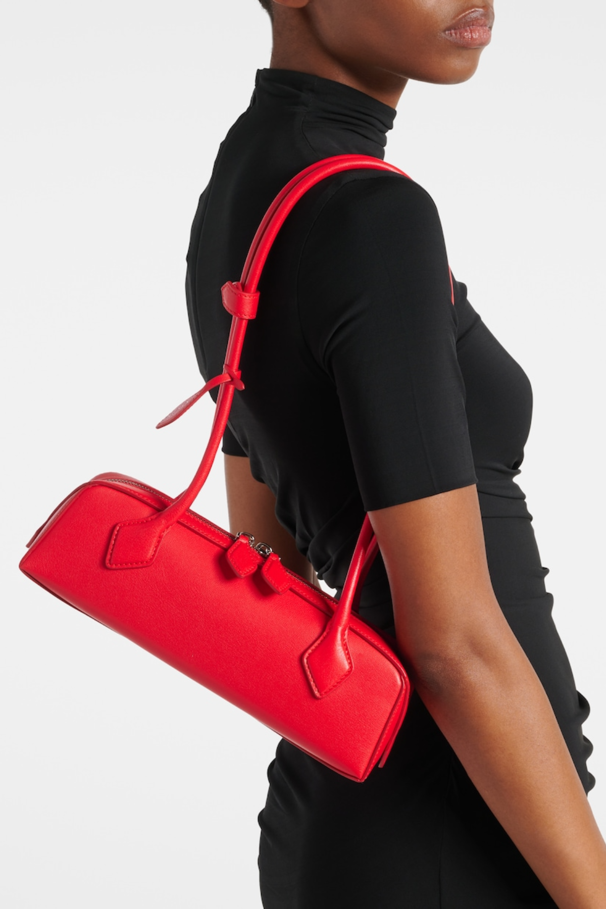 Mikki Leather Shoulder Bag - Red